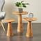Brown Mango Wood Handmade Accent Table with Elevated Bases Set